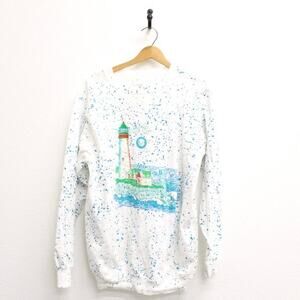 Vintage Lighthouse Paint Splatter Sweatshirt XXL 2X